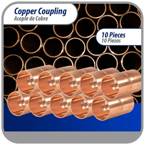 Appli Parts AP-A034B10 3/4 pulg Anillo de Cobre Accesorios de tuberia de cobre CxC Conexiones soldadas para aplicaciones de refrigeracion, aire acondicionado y plomeria Tuberia de cobre ACR y tipo L (10 x Bolsa)