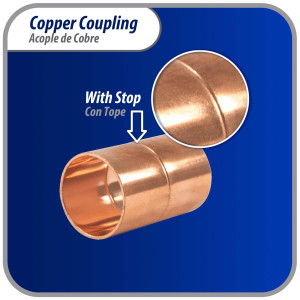 Appli Parts AP-A034B10 3/4 in Wrot Copper Coupling fitting CxC Sweat connections for refrigeration, air conditioning and plumbing applications ACR and Type L copper pipe (10 x Bag)  