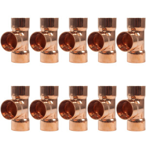 Appli Parts AP-T078B10 7/8pulg Tee de Cobre Conexiones CxCxC soldadas para aplicaciones de refrigeracion, aire acondicionado y plomeria Tuberia de Cobre ACR y Tipo L (10 x Bolsa)