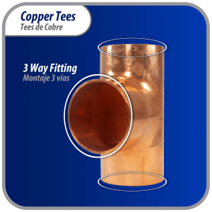 Appli Parts AP-T158 1-5/8 in Wrot Copper Tee CxCxC connections for refrigeration, air conditioning and plumbing applications ACR and Type L copper pipe