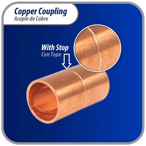 Appli Parts AP-A038B10 3/8 in, Anillo de Cobre Accesorios de tuberia de cobre CxC Conexiones soldadas para aplicaciones de refrigeracion, aire acondicionado, plomeria Tuberia ACR y tipo L, 10x Bolsa 