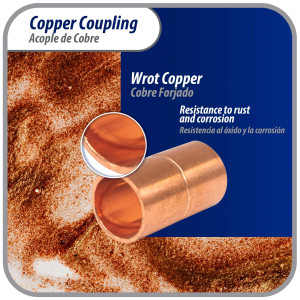 Appli Parts AP-A038B10 3/8 in, Anillo de Cobre Accesorios de tuberia de cobre CxC Conexiones soldadas para aplicaciones de refrigeracion, aire acondicionado, plomeria Tuberia ACR y tipo L, 10x Bolsa 