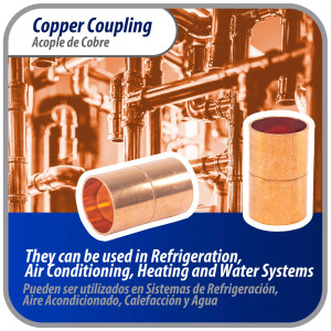 Appli Parts AP-A058B10 5/8in Wrot Copper Coupling fitting C x C Sweat connections for refrigeration, air conditioning and plumbing applications ACR and Type L copper pipe (10 x Bag)  
