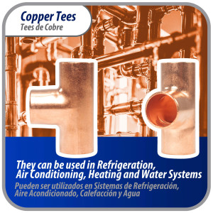 Appli Parts AP-T038B10 3/8in Wrot Copper Tee CxCxC connections for refrigeration, air conditioning and plumbing applications ACR and Type L copper pipe (10 x Bag) 