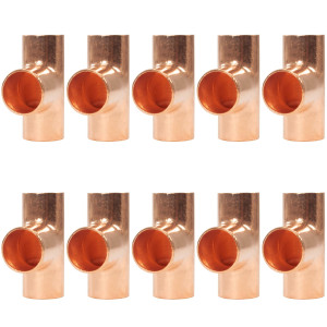 Appli Parts AP-T058B10 5/8in Wrot Copper Tee CxCxC connections for refrigeration, air conditioning and plumbing applications ACR and Type L copper pipe (10 x Bag) 