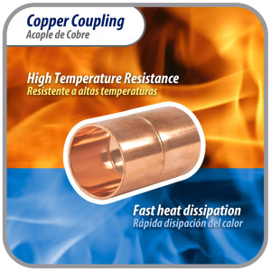 Appli Parts AP-A034 3/4 in Wrot Copper Coupling fitting CxC Sweat connections for refrigeration, air conditioning and plumbing applications ACR and Type L copper pipe