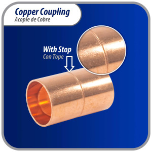 Appli Parts AP-A058 5/8 in Wrot Copper Coupling fitting CxC Sweat connections for refrigeration, air conditioning and plumbing applications ACR and Type L copper pipe
