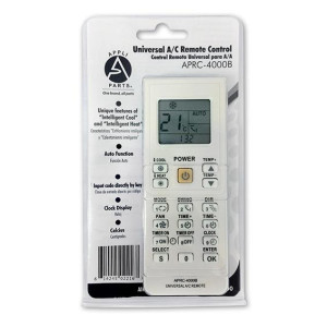 Appli Parts APRC-4000B Control Remoto Universal para Aire Acondicionado, LCD 1.5 pulg, Centigrados, 4.000 Frecuencias