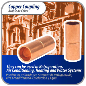 Appli Parts AP-A014B10 1/4 in Wrot Copper Coupling fitting CxC Sweat connections for refrigeration, air conditioning and plumbing applications ACR and Type L copper pipe (10 x Bag)  