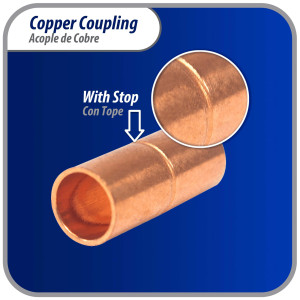 Appli Parts AP-A014B10 1/2 pulg Anillo de Cobre Accesorios de tuberia de cobre CxC Conexiones soldadas para aplicaciones de refrigeracion, aire acondicionado y plomeria Tuberia de cobre ACR y tipo L (10 x Bolsa)
