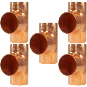 Appli Parts AP-T158B5 1-5/8in Wrot Copper Tee CxCxC connections for refrigeration, air conditioning and plumbing applications ACR and Type L copper pipe (5 x Bag)
