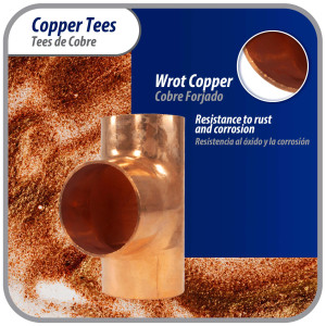 Appli Parts AP-T158B5 1-5/8in Wrot Copper Tee CxCxC connections for refrigeration, air conditioning and plumbing applications ACR and Type L copper pipe (5 x Bag) 