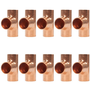 Appli Parts AP-T012B10 1/2pulg Tee de Cobre Conexiones CxCxC soldadas para aplicaciones de refrigeracion, aire acondicionado y plomeria Tuberia de Cobre ACR y Tipo L (10 x Bolsa)