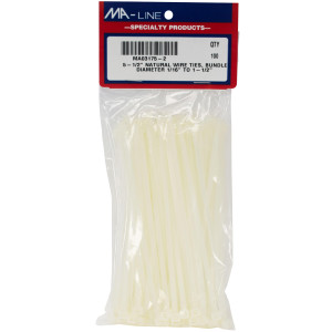 MA-Line MA03175-2 Wire Tie White 5.5in long Bundle Diameter 1/16 to 1-1/2 in. Bag of 100ea