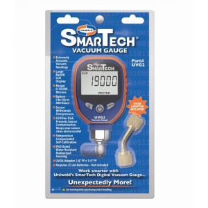 Uniweld UVG2 Smartech Digital Vacuum Gauge, Backlit Display. 0-19000 Micron Range
Max Over pressure 400psi, UVGA adapter Included
Requires 3 AA Batteries (not included)