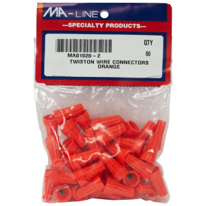 MA-Line MA01020-2 Orange Twist on Wire Connector No. 22 through 14 AWG. Bag of 50ea