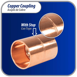 Appli Parts AP-A012 1/2 pulg Anillo de Cobre Accesorio de tuberia de cobre CxC Conexiones soldadas para aplicaciones de refrigeracion, aire acondicionado y plomeria Tuberia de cobre ACR y tipo L