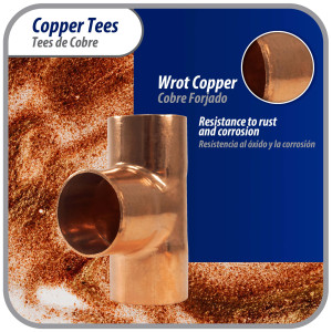 Appli Parts AP-T138B5 1-3/8in Wrot Copper Tee CxCxC connections for refrigeration, air conditioning and plumbing applications ACR and Type L copper pipe (5 x Bag) 