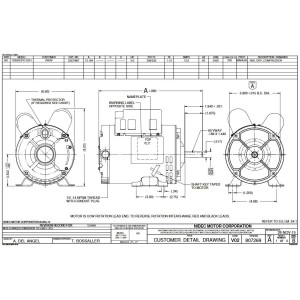US Motors D2C1J14 3 HP 3600 rpm, 208-230 V, 60 Hz, 1 Ph, 1 shaft, ODP, 1 speed, Reversible Rotation, Frame 56, T063CPD2241012B