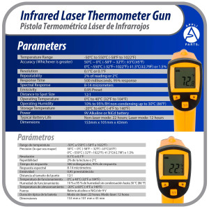 Appli Parts APTT-DLD Infrared Thermometer Gun: Versatile Laser Temperature Measurement Tool for Cooking, HVAC, Engine Diagnostics and More -58 F to 1022 F or Celsius Scale