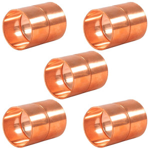Appli Parts AP-A138B5 1-3/8 in Wrot Copper Coupling fitting CxC Sweat connections for refrigeration, air conditioning and plumbing applications ACR and Type L copper pipe (5 x Bag)  