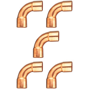Appli Parts AP-C118LB5 1-1/8 90 Degree Elbow Long Turn Copper pipe fittings CxC Sweat connections for refrigeration, air conditioning and plumbing applications ACR and Type L copper pipe (5 x Bag)