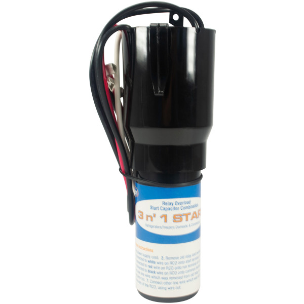 Supco RCO420 1/4 to 1/3 HP, 220 to 230 VAC, 3 in 1 Solid-state Hardstart Relay, includes relay, overload, and start capacitor. Used refrigeration systems with or without run capacitors
 Supco RCO420 1/4 to 1/3 HP, 220 to 230 VAC, 3 in 1 Solid-state Hardstart Relay, includes relay, overload, and start capacitor. Used refrigeration systems with or without run capacitors