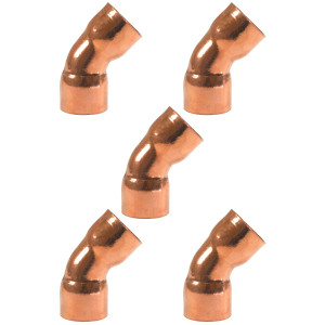 Appli Parts AP-C13845B5 1-3/8 Codo de 45 Radio Corto Accesorios de Cobre Soldables CxC para conexiones en sistemas de Refrigeracion, Aire Acondicionado y Plomeria con tuberia ACR y L (5 x Bolsa)
