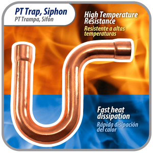 Appli Parts AP-PT058 5/8 in Wrot Copper Suction P-Trap ODF CxC connections for refrigeration, air conditioning and plumbing applications ACR and Type L copper pipe