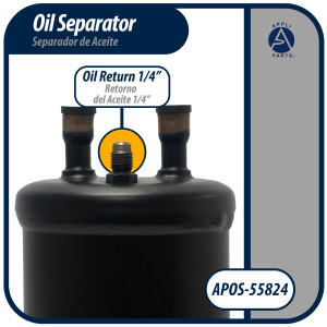 Appli Parts APOS-55824 1/2 in ODF Oil Separator, compatible with CFC,HCFC,HFC,R22,R407C,R502,R134a,R404A,R507, Working temperature 14 F to 266 F