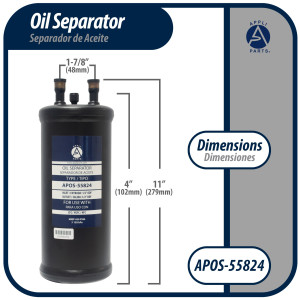Appli Parts APOS-55824 1/2 in ODF Oil Separator, compatible with CFC,HCFC,HFC,R22,R407C,R502,R134a,R404A,R507, Working temperature 14 F to 266 F