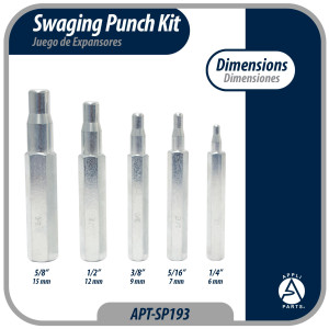 Appli Parts APT-SP193 Swaging Punch Kit for 1/4, 5/16, 3/8, 1/2, 5/8 in Diameter Copper Tube and other soft metals Expanding Tool