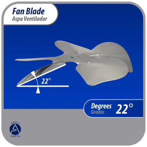 Appli Parts APFB-A10CCW Aluminum Fan Blade 10 in, 250 mm, CCW, 22 degrees, hubless 5 holes, 5 wings