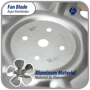 Appli Parts APFB-A12CCW Aspa de Aluminio 12 in, 300 mm, CCW, 22 grados, sin buje, 5 huecos, 5 aletas
