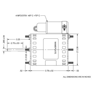 US Motor 9721 1/12 1/20Hp 1550 rpm, 4 poles, 1 shaft, OAO Enclosure, 3.3 diameter, Reversible, 115V-230V/50-60Hz/1Ph 9721 K033DGV1434014B 9.45cm carcaza, 8.12cm eje
