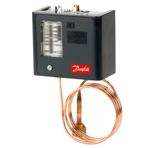 Danfoss 060-5246 KPU6B Presostato de Alta, 100 a 600 psi, SPDT, Reset Manual Max, Capilar de 900 mm con Tuerca Flare de 1/4 pulg
