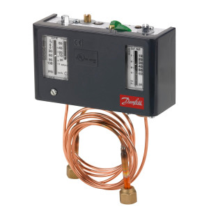 Danfoss 060-5254 KPU16B Dual Pressure Switch, Low 10 to 60 psi, High 100 to 600 psi, SPDT+SPST(NO),Min Max Convertible Reset 36 in Capillary Tube with 1/4 in Female Flare Nut