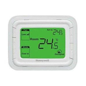 Honeywell T6861H1WG Fan Coil Thermostat, Horizontal, White, Green Backlight, 2/4 Pipes, 110 V