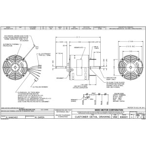 US Motors 1/3 hp 1075 rpm, 6 poles, 2 shaft, ODP Enclosure, 3 speed, 5.6 diameter, CCW, Lead End 230v, 60 hz, 1 ph, 5 mfd/370 VAC Run Capacitor 3135 K055SPK3135801B